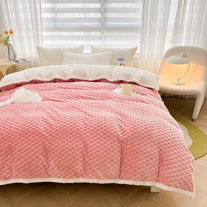 91家纺网 家纺一手货源 找家纺 熙宴家纺 2025新款可拆卸冬被被套+被芯二合一可拆洗豆豆绒棉花被子被芯 粉色