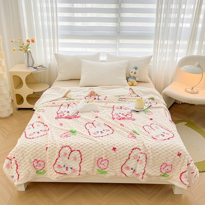 91家纺网 家纺一手货源 找家纺 熙宴家纺 2025新款可拆卸冬被被套+被芯二合一可拆洗豆豆绒棉花被子被芯 欢乐兔