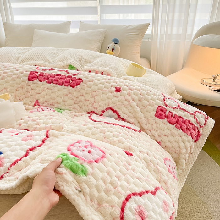 91家纺网 家纺一手货源 找家纺 熙宴家纺 2025新款可拆卸冬被被套+被芯二合一可拆洗豆豆绒棉花被子被芯 欢乐兔