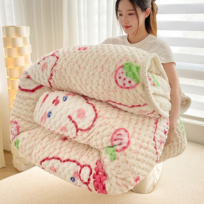 91家纺网 家纺一手货源 找家纺 熙宴家纺 2025新款可拆卸冬被被套+被芯二合一可拆洗豆豆绒棉花被子被芯 欢乐兔