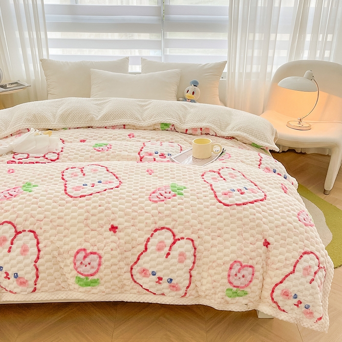 91家纺网 家纺一手货源 找家纺 熙宴家纺 2025新款可拆卸冬被被套+被芯二合一可拆洗豆豆绒棉花被子被芯 欢乐兔