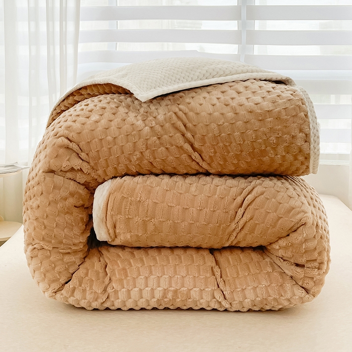 熙宴家纺 2025新款可拆卸冬被被套+被芯二合一可拆洗豆豆绒棉花被子被芯 卡其