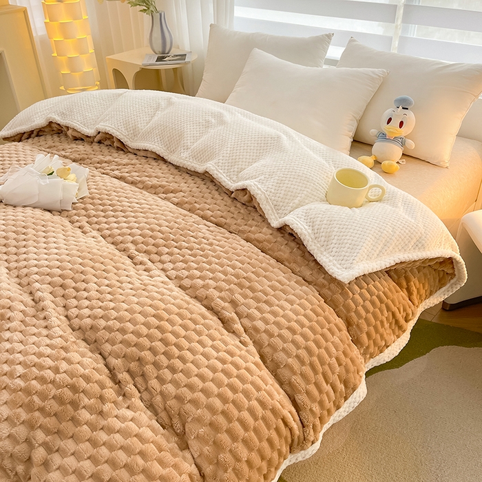 91家纺网 家纺一手货源 找家纺 熙宴家纺 2025新款可拆卸冬被被套+被芯二合一可拆洗豆豆绒棉花被子被芯 卡其