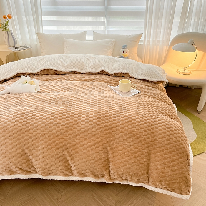 91家纺网 家纺一手货源 找家纺 熙宴家纺 2025新款可拆卸冬被被套+被芯二合一可拆洗豆豆绒棉花被子被芯 卡其