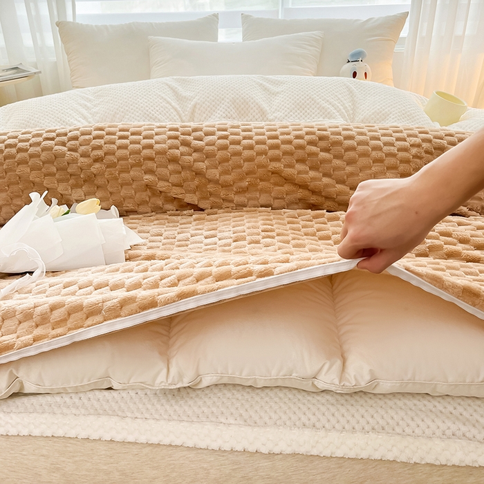 91家纺网 家纺一手货源 找家纺 熙宴家纺 2025新款可拆卸冬被被套+被芯二合一可拆洗豆豆绒棉花被子被芯 卡其