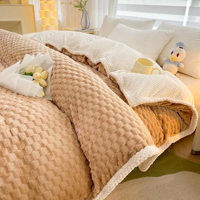 91家纺网 家纺一手货源 找家纺 熙宴家纺 2025新款可拆卸冬被被套+被芯二合一可拆洗豆豆绒棉花被子被芯 卡其