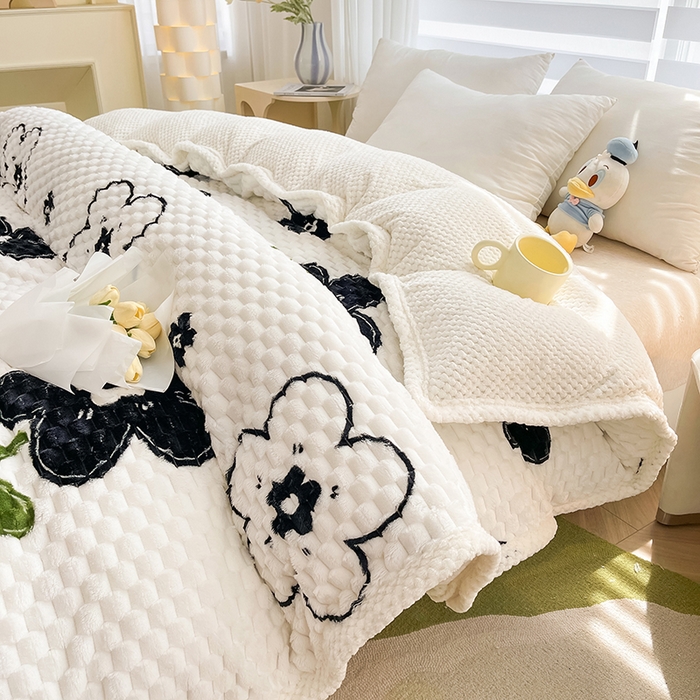 91家纺网 家纺一手货源 找家纺 熙宴家纺 2025新款可拆卸冬被被套+被芯二合一可拆洗豆豆绒棉花被子被芯 幸运花