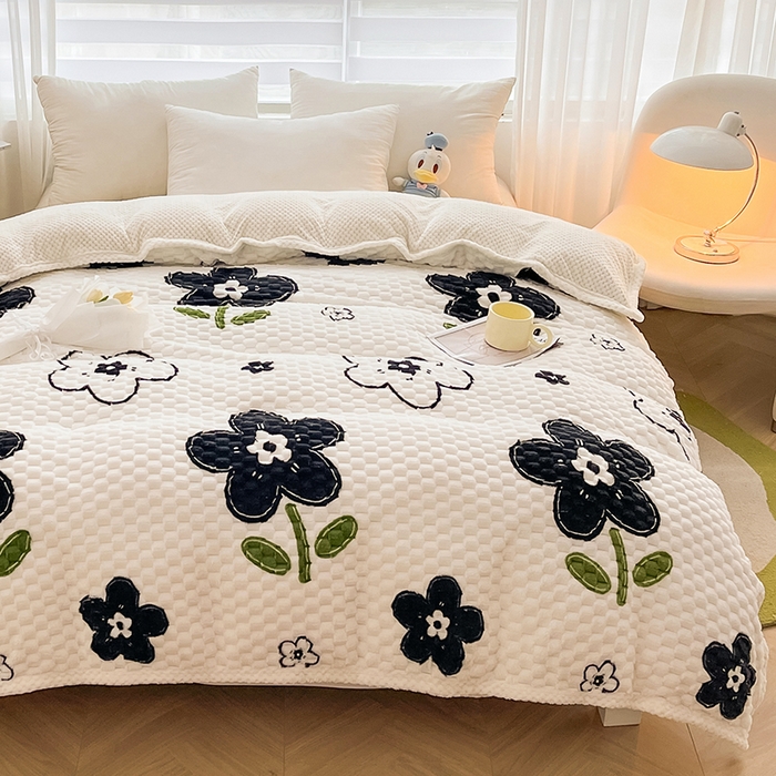 91家纺网 家纺一手货源 找家纺 熙宴家纺 2025新款可拆卸冬被被套+被芯二合一可拆洗豆豆绒棉花被子被芯 幸运花