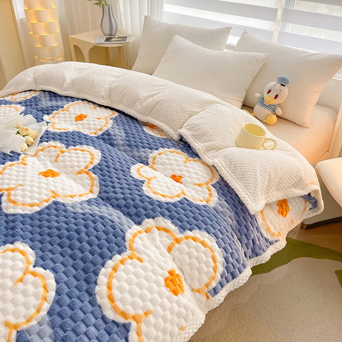 91家纺网 家纺一手货源 找家纺 熙宴家纺 2025新款可拆卸冬被被套+被芯二合一可拆洗豆豆绒棉花被子被芯 紫花瓣