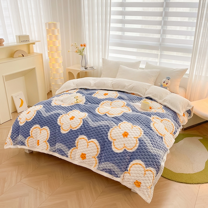 91家纺网 家纺一手货源 找家纺 熙宴家纺 2025新款可拆卸冬被被套+被芯二合一可拆洗豆豆绒棉花被子被芯 紫花瓣