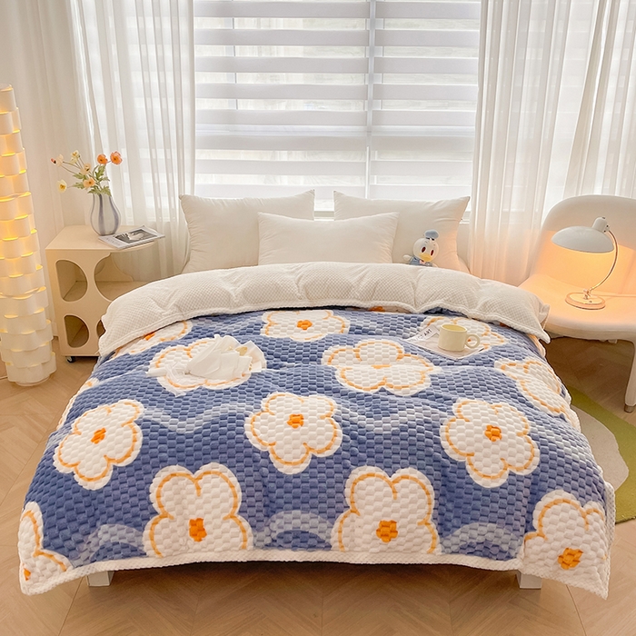 91家纺网 家纺一手货源 找家纺 熙宴家纺 2025新款可拆卸冬被被套+被芯二合一可拆洗豆豆绒棉花被子被芯 紫花瓣