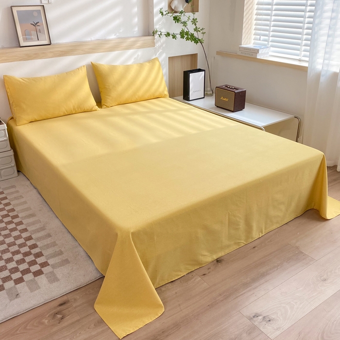玉元坊 2025新款混纺非全棉加厚磨毛单床单 黄色