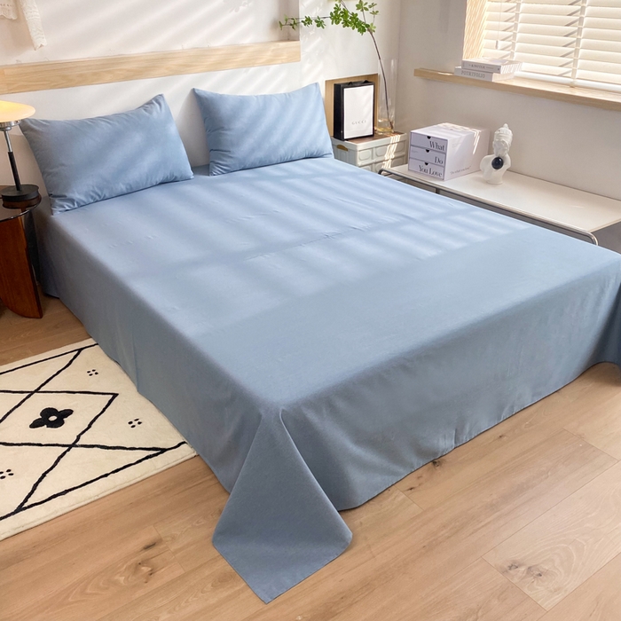 玉元坊 2025新款混纺非全棉加厚磨毛单床单 蓝色