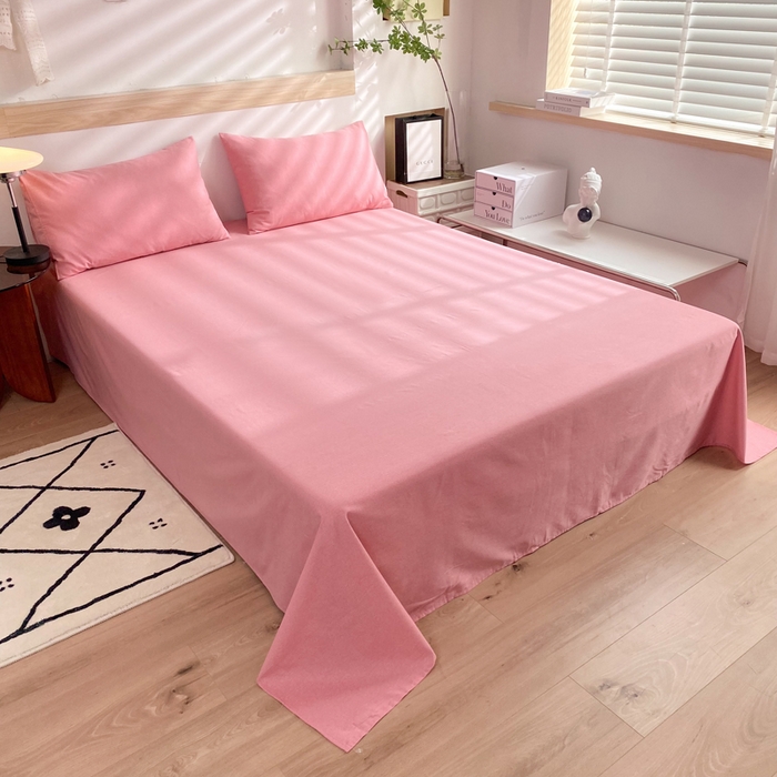 玉元坊 2025新款混纺非全棉加厚磨毛单床单 粉色