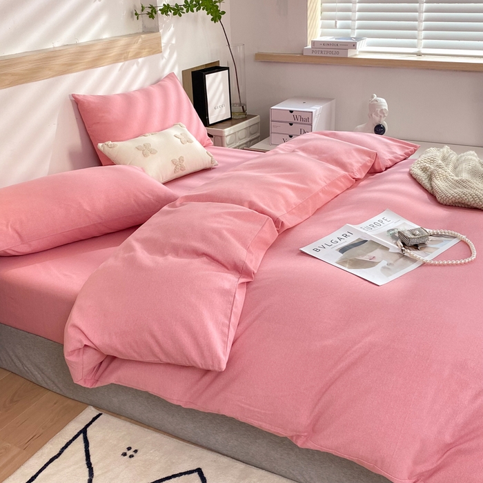 91家纺网 家纺一手货源 找家纺 玉元坊 2025新款混纺非全棉加厚磨毛单被套 粉色