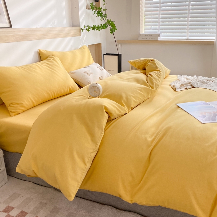 91家纺网 家纺一手货源 找家纺 玉元坊 2025新款混纺非全棉加厚磨毛单被套 黄色