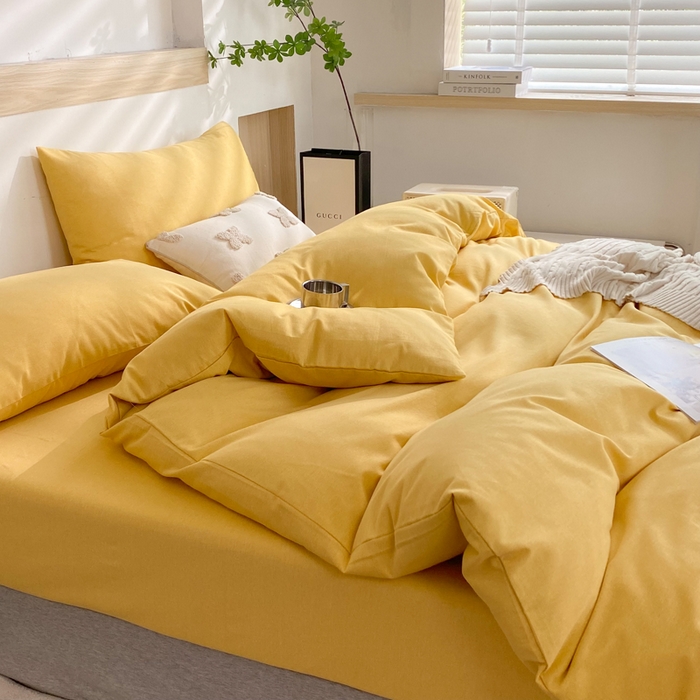 91家纺网 家纺一手货源 找家纺 玉元坊 2025新款混纺非全棉加厚磨毛单被套 黄色