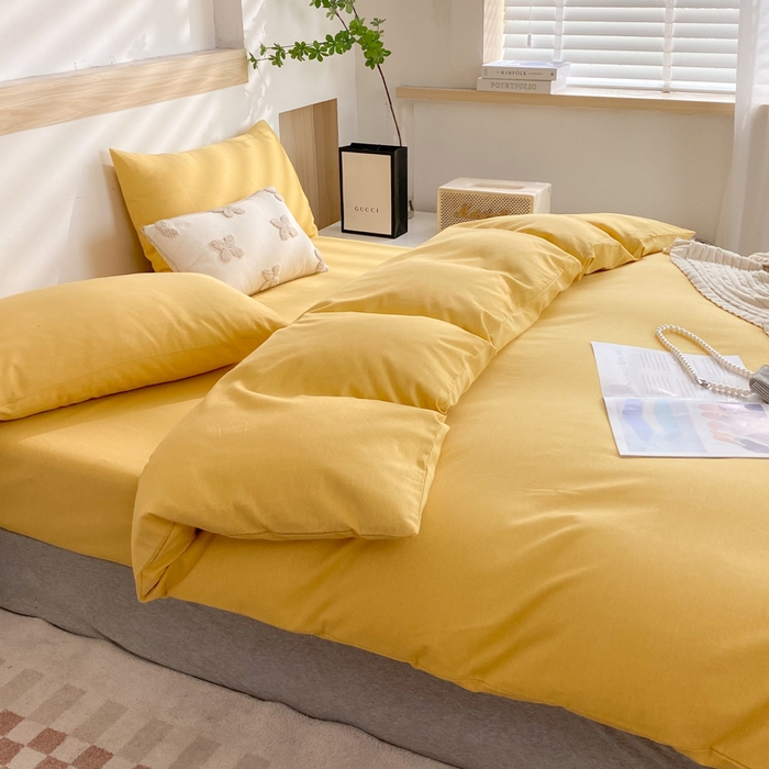 玉元坊 2025新款混纺非全棉加厚磨毛单被套 黄色