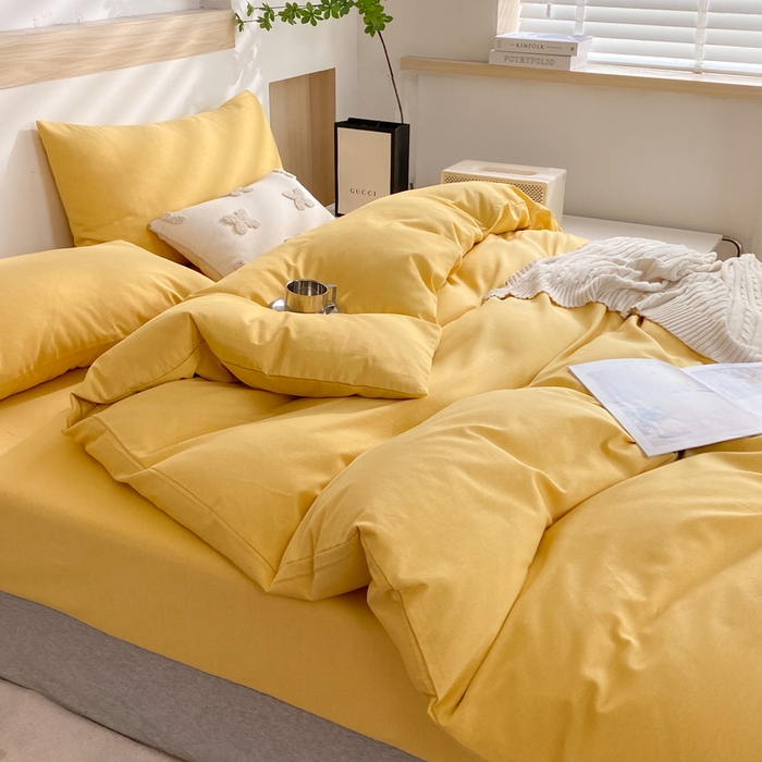 91家纺网 家纺一手货源 找家纺 玉元坊 2025新款混纺非全棉加厚磨毛单被套 黄色