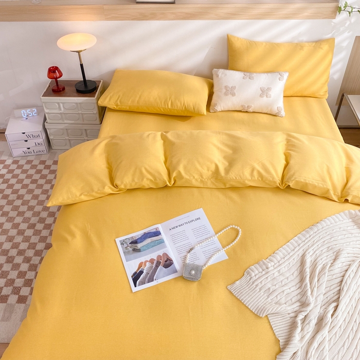 91家纺网 家纺一手货源 找家纺 玉元坊 2025新款混纺非全棉加厚磨毛单被套 黄色