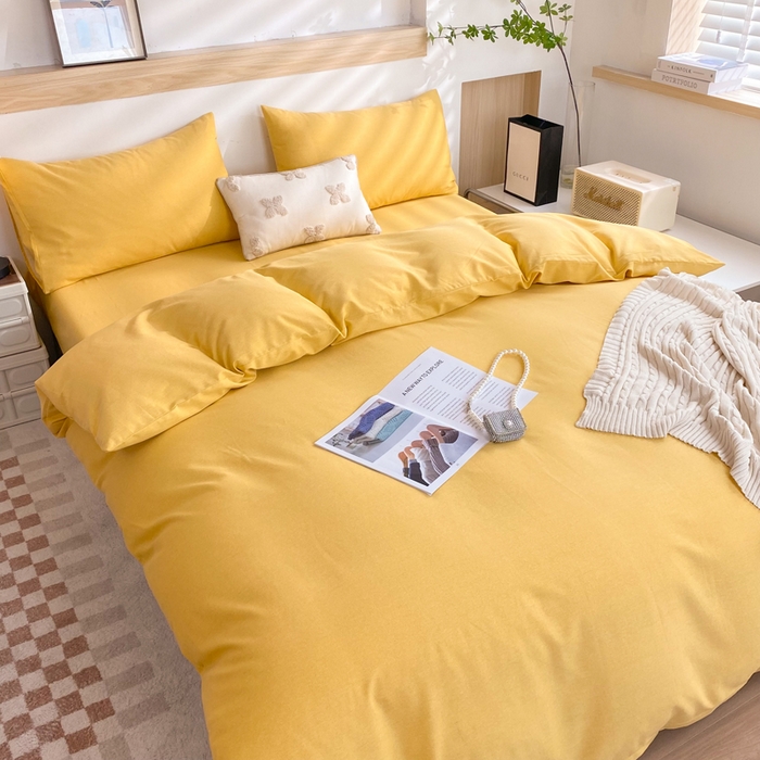 91家纺网 家纺一手货源 找家纺 玉元坊 2025新款混纺非全棉加厚磨毛单被套 黄色