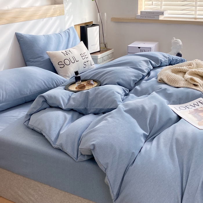 91家纺网 家纺一手货源 找家纺 玉元坊 2025新款混纺非全棉加厚磨毛单被套 蓝色