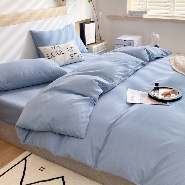 玉元坊 2025新款混纺非全棉加厚磨毛单被套 蓝色