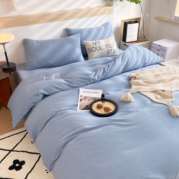 91家纺网 家纺一手货源 找家纺 玉元坊 2025新款混纺非全棉加厚磨毛单被套 蓝色
