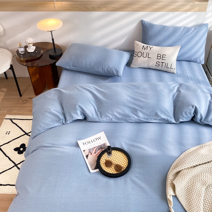 91家纺网 家纺一手货源 找家纺 玉元坊 2025新款混纺非全棉加厚磨毛单被套 蓝色