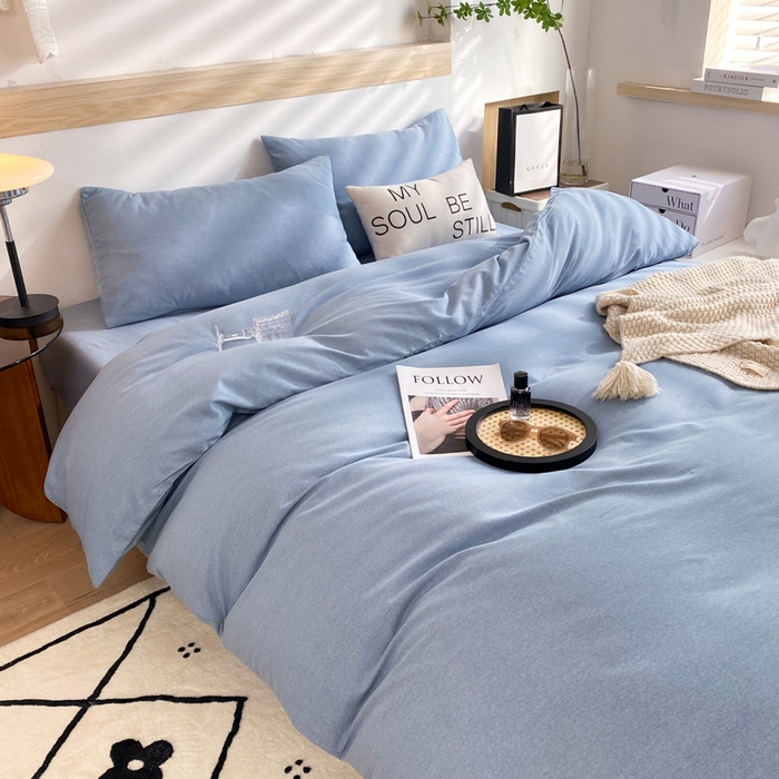 91家纺网 家纺一手货源 找家纺 玉元坊 2025新款混纺非全棉加厚磨毛单被套 蓝色