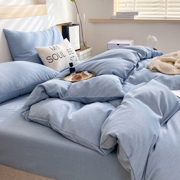 91家纺网 家纺一手货源 找家纺 玉元坊 2025新款混纺非全棉加厚磨毛单被套 蓝色