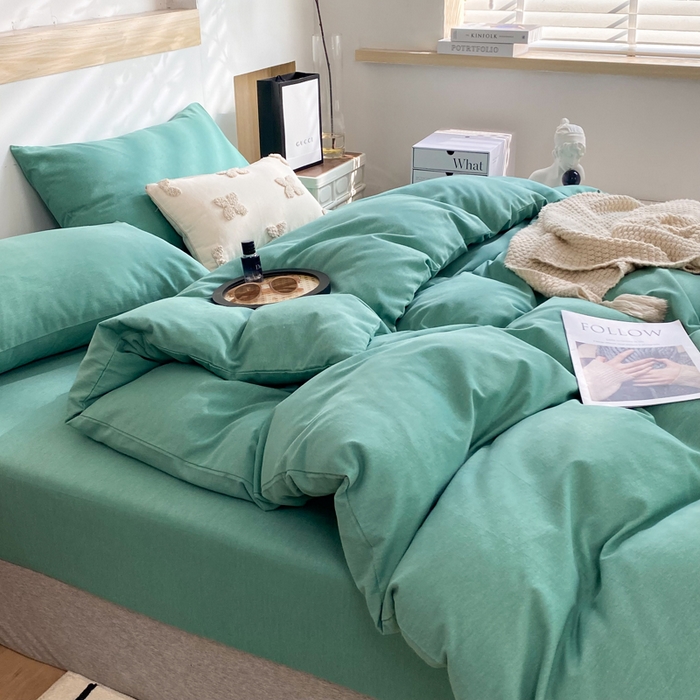 91家纺网 家纺一手货源 找家纺 玉元坊 2025新款混纺非全棉加厚磨毛单被套 绿色