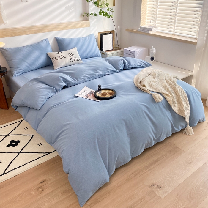 91家纺网 家纺一手货源 找家纺 玉元坊 2025新款混纺非全棉加厚磨毛单被套 蓝色