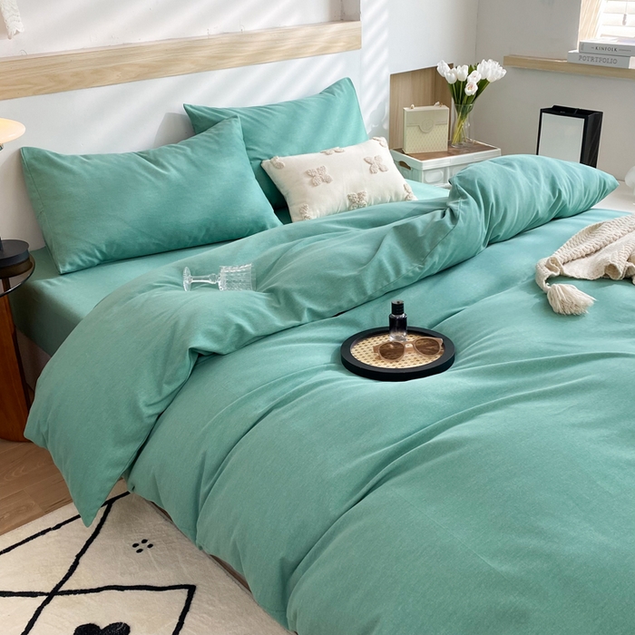 91家纺网 家纺一手货源 找家纺 玉元坊 2025新款混纺非全棉加厚磨毛单被套 绿色