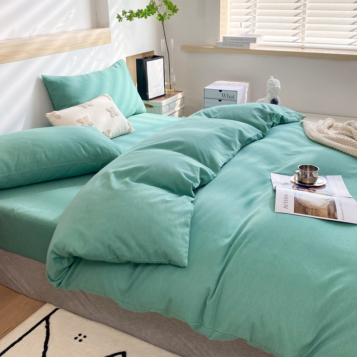 玉元坊 2025新款混纺非全棉加厚磨毛单被套 绿色
