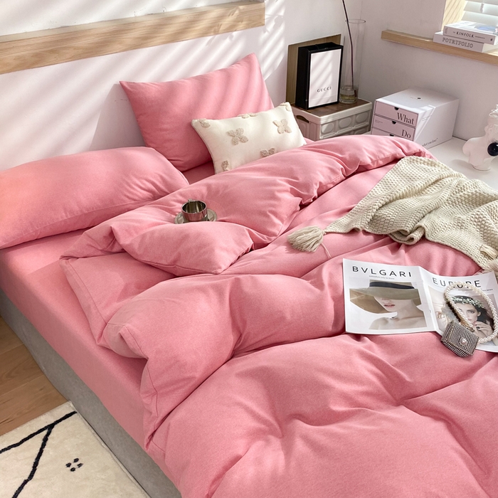 91家纺网 家纺一手货源 找家纺 玉元坊 2025新款混纺非全棉加厚磨毛单被套 粉色