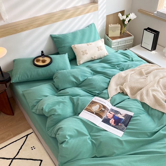 91家纺网 家纺一手货源 找家纺 玉元坊 2025新款混纺非全棉加厚磨毛单被套 绿色