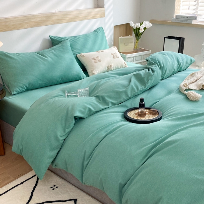 91家纺网 家纺一手货源 找家纺 玉元坊 2025新款混纺非全棉加厚磨毛单被套 绿色