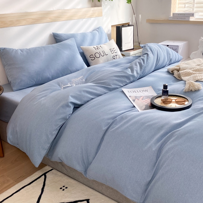 91家纺网 家纺一手货源 找家纺 玉元坊 2025新款混纺非全棉加厚磨毛单被套 蓝色