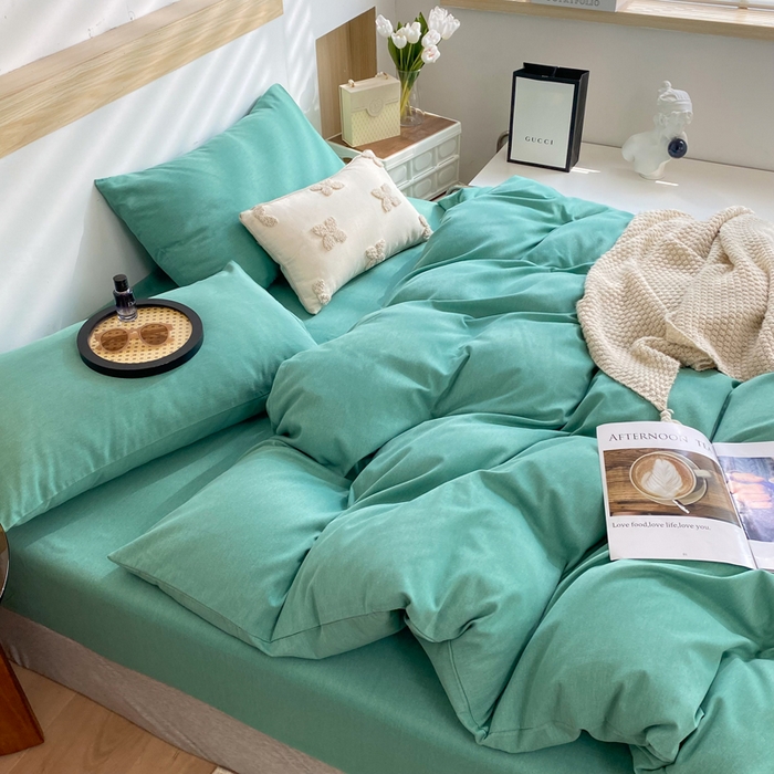 91家纺网 家纺一手货源 找家纺 玉元坊 2025新款混纺非全棉加厚磨毛单被套 绿色