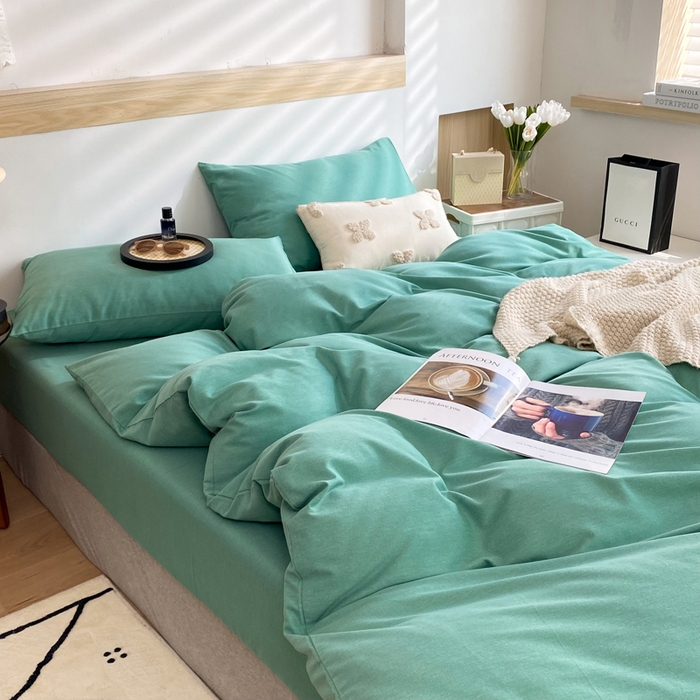91家纺网 家纺一手货源 找家纺 玉元坊 2025新款混纺非全棉加厚磨毛单被套 绿色