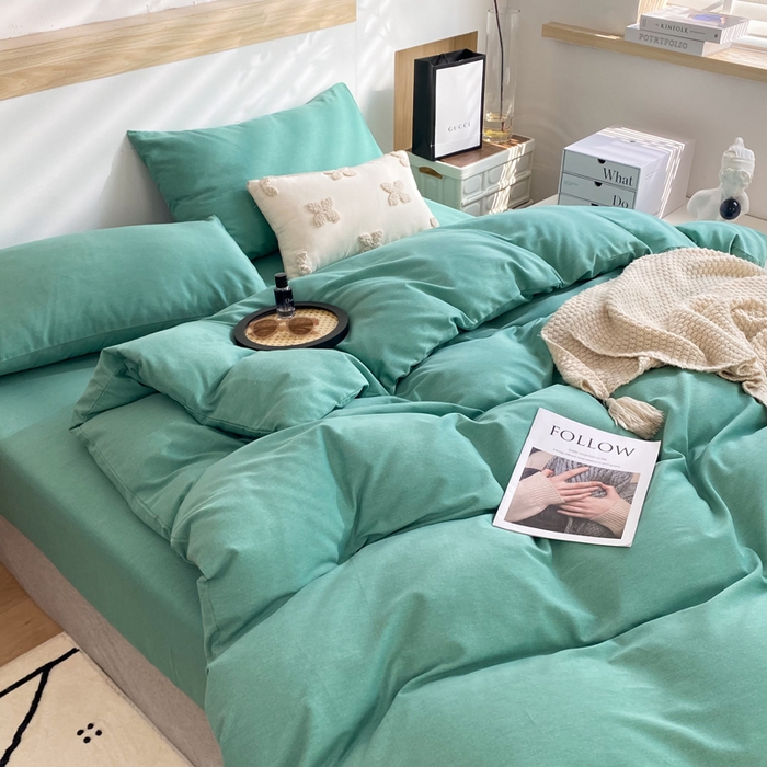 91家纺网 家纺一手货源 找家纺 玉元坊 2025新款混纺非全棉加厚磨毛单被套 绿色