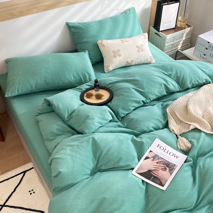 91家纺网 家纺一手货源 找家纺 玉元坊 2025新款混纺非全棉加厚磨毛单被套 绿色