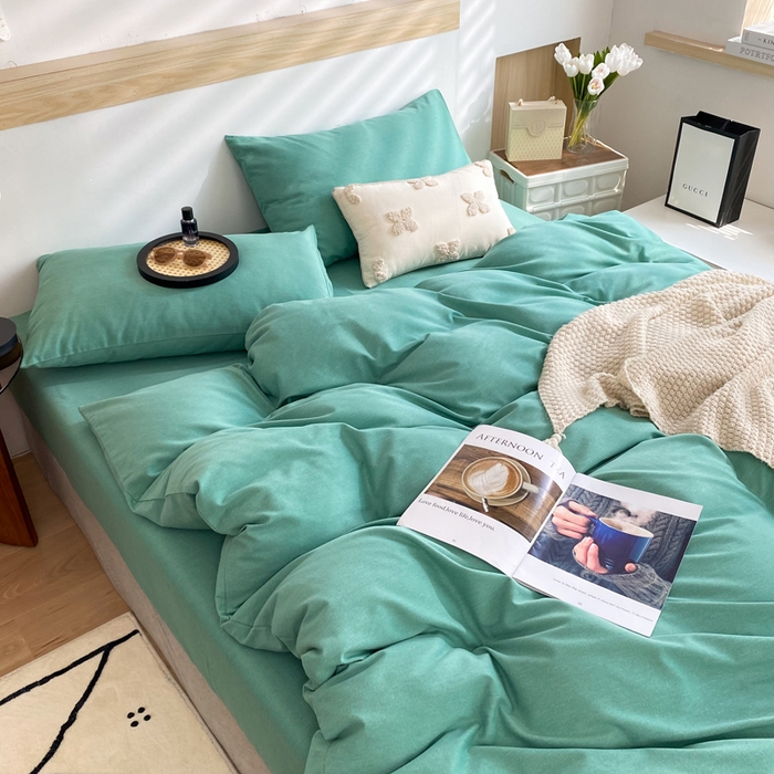 91家纺网 家纺一手货源 找家纺 玉元坊 2025新款混纺非全棉加厚磨毛单被套 绿色
