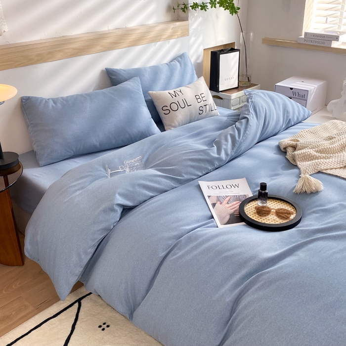 91家纺网 家纺一手货源 找家纺 玉元坊 2025新款混纺非全棉加厚磨毛单被套 蓝色