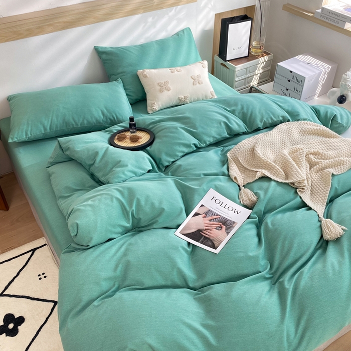 91家纺网 家纺一手货源 找家纺 玉元坊 2025新款混纺非全棉加厚磨毛单被套 绿色