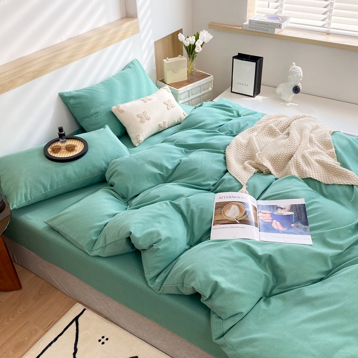 91家纺网 家纺一手货源 找家纺 玉元坊 2025新款混纺非全棉加厚磨毛单被套 绿色