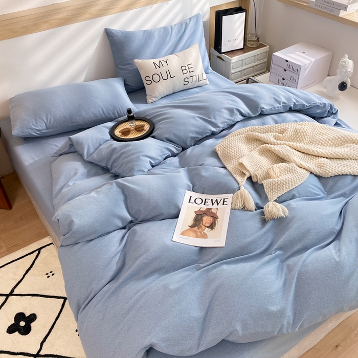 91家纺网 家纺一手货源 找家纺 玉元坊 2025新款混纺非全棉加厚磨毛单被套 蓝色
