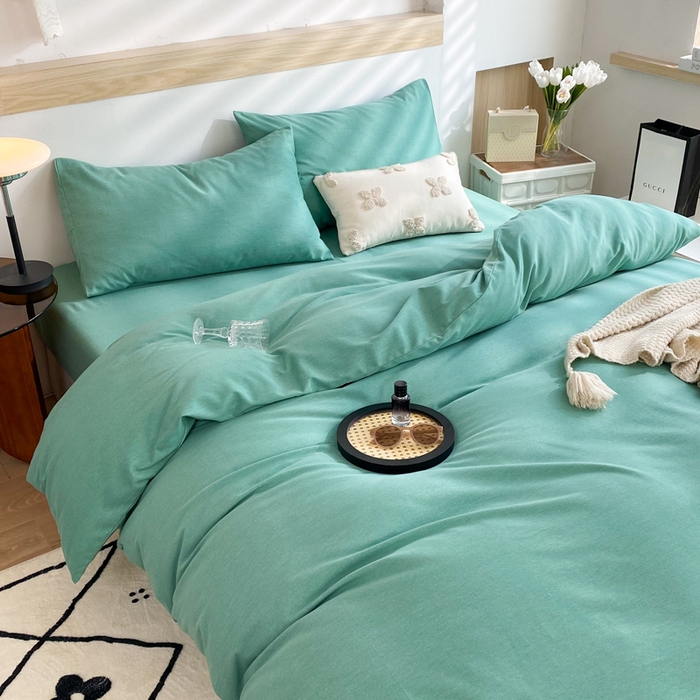 91家纺网 家纺一手货源 找家纺 玉元坊 2025新款混纺非全棉加厚磨毛单被套 绿色