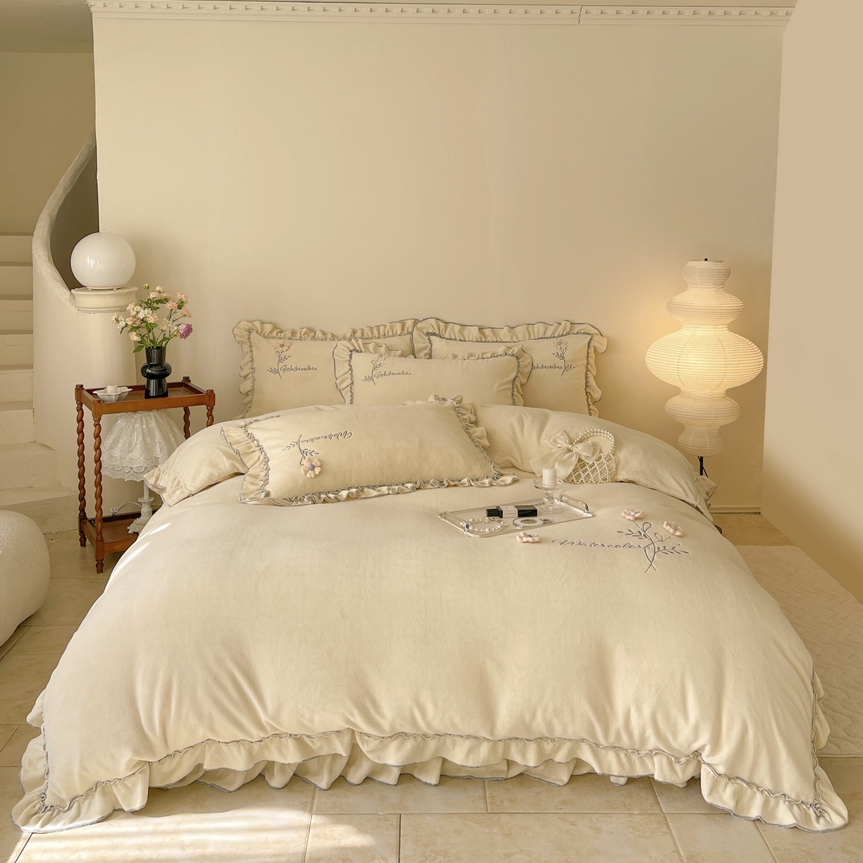 （总）芯丝路枕业 2025新款公主立体花牛奶绒四件套-慢时光